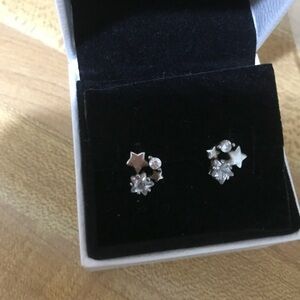 Silver Star and Crystal Earrings